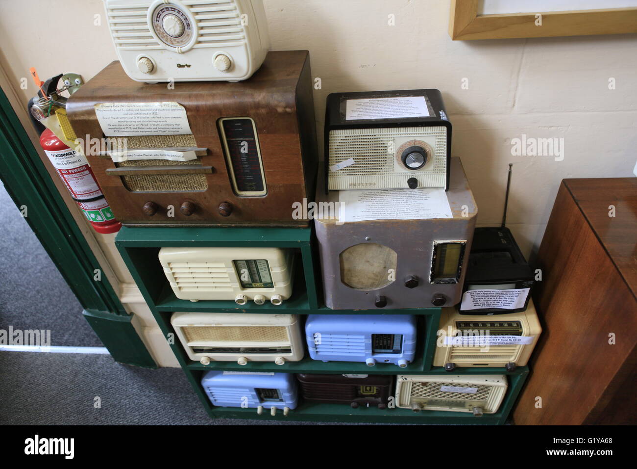 Vintage Radio-Display, Oamaru, Neuseeland Stockfoto