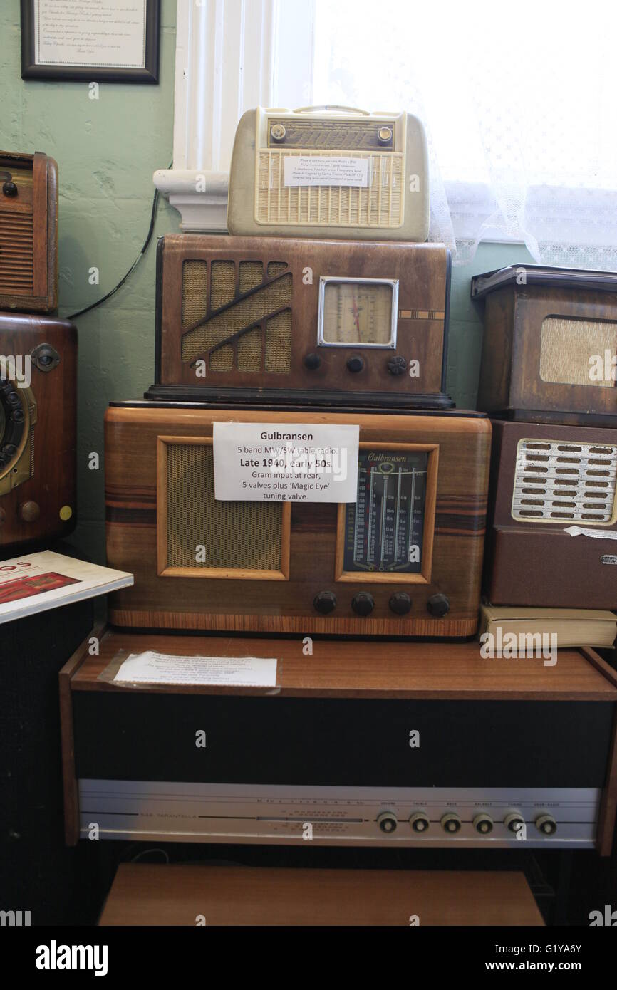 Vintage Radio-Display, Oamaru, Neuseeland Stockfoto
