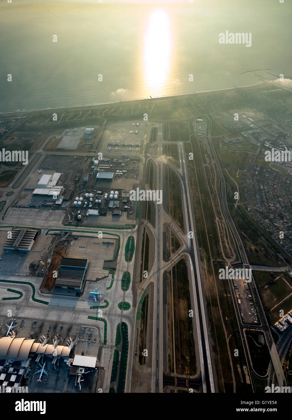 Los Angeles International Airport LAX, Start-und Landebahn, Los Angeles, Los Angeles County, Kalifornien, USA Stockfoto