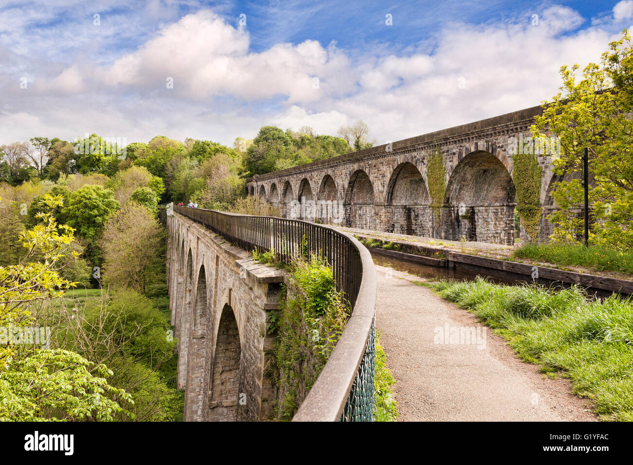 Chirk Aquädukt und Chirk Viadukt, Chirk, Wrexham County Borough, Wales, UK Stockfoto