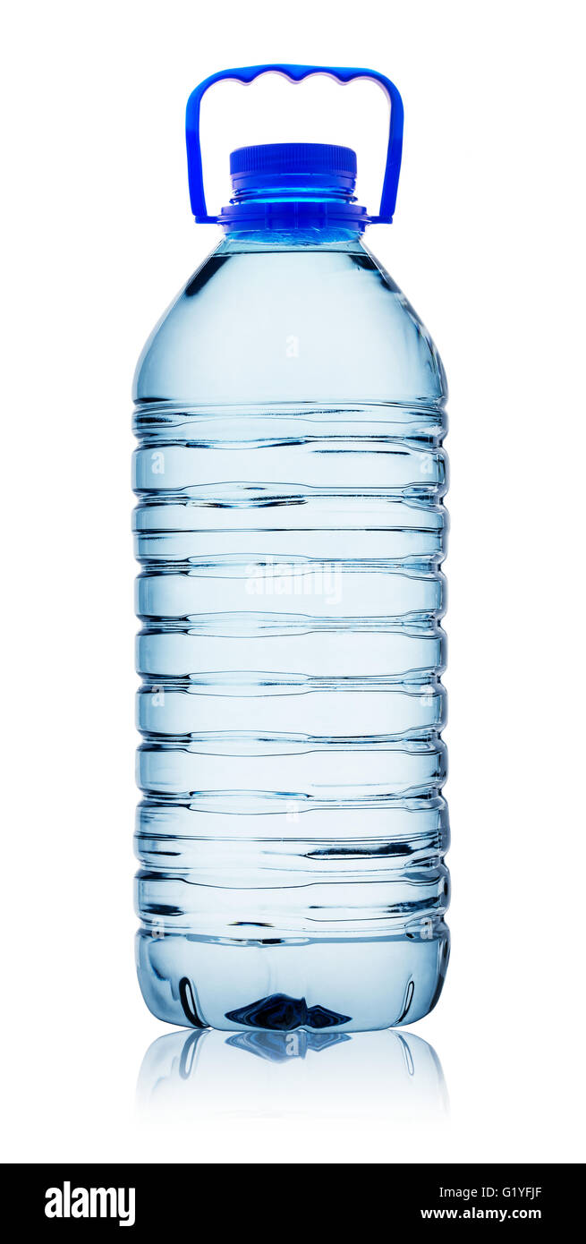 Wasser-Plastikflasche mit Griff isolierten auf weißen Hintergrund Stockfoto