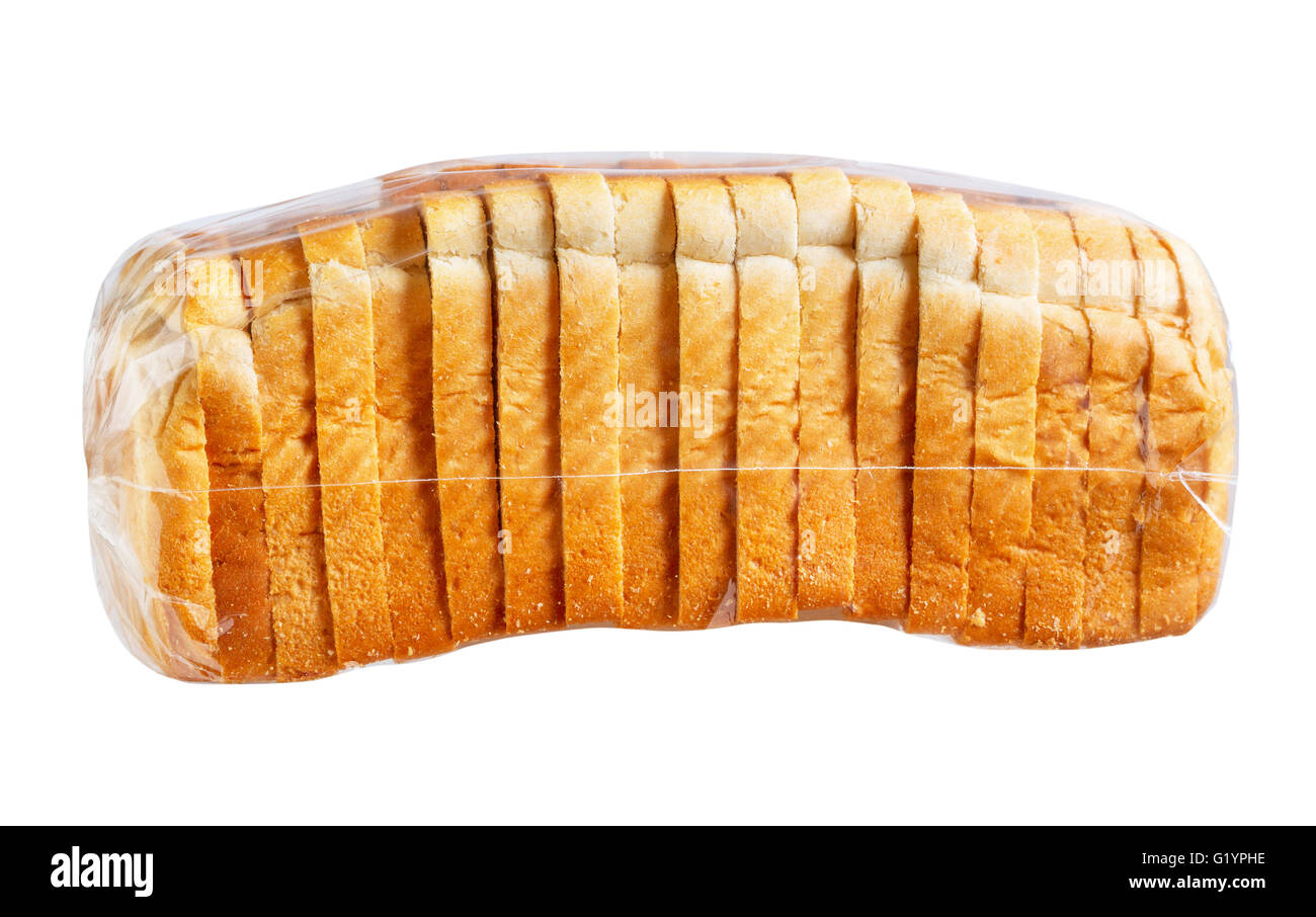 Schnittbrot in Plastiktüte. Stockfoto