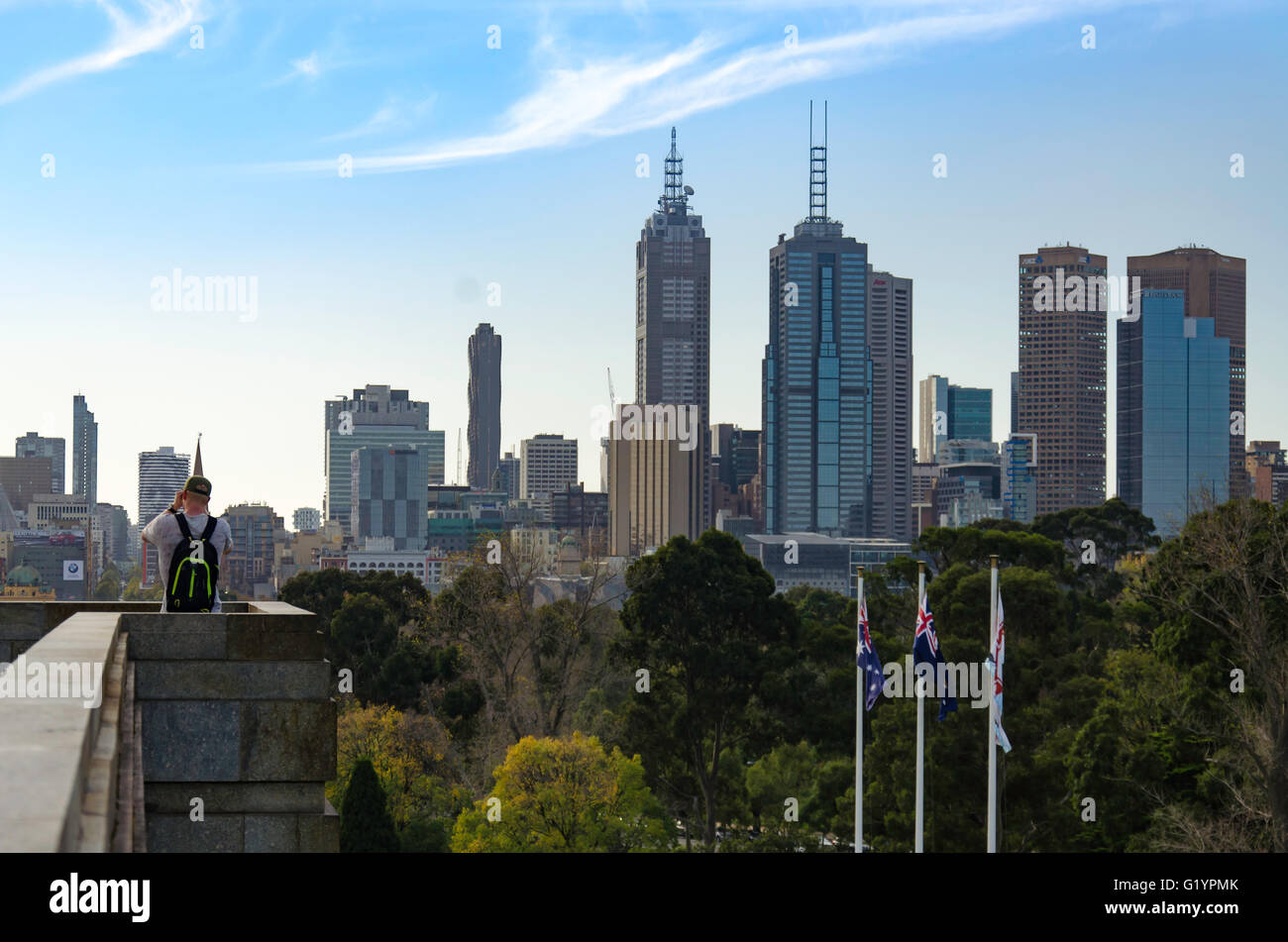 Ansichten von Melbourne CBD aus dem 1. Weltkrieg Schrein der Erinnerung in Melbourne, Victoria, Australien Stockfoto