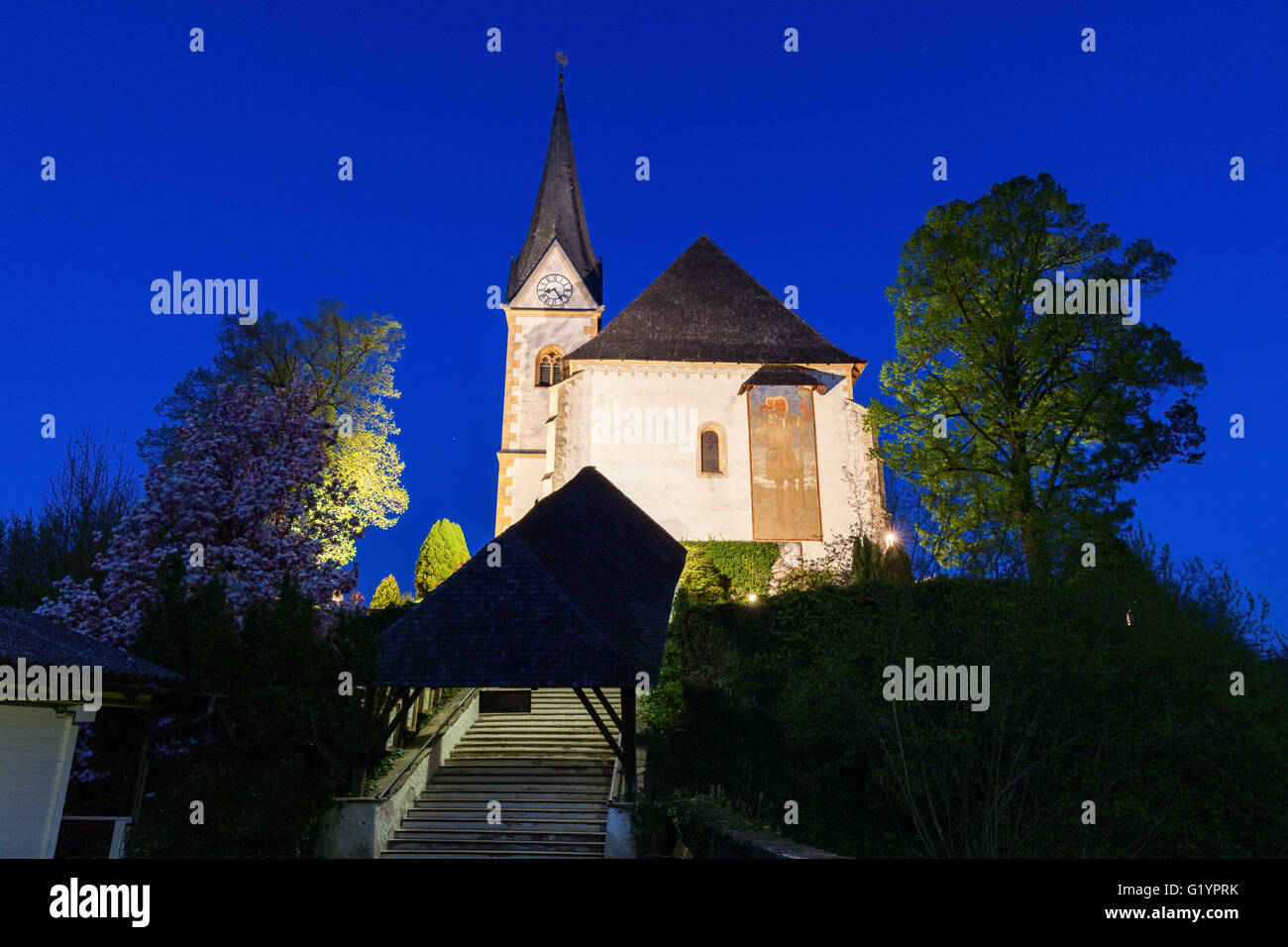 Heilige Primus und Felician-Kirche in Maria Wörth. Maria Wörth, Kärnten, Österreich. Stockfoto