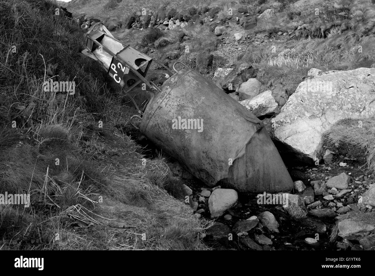 Verkehrsministeriums Boje keine NF2507 Kanada, an einem Strand in Wales Stockfoto