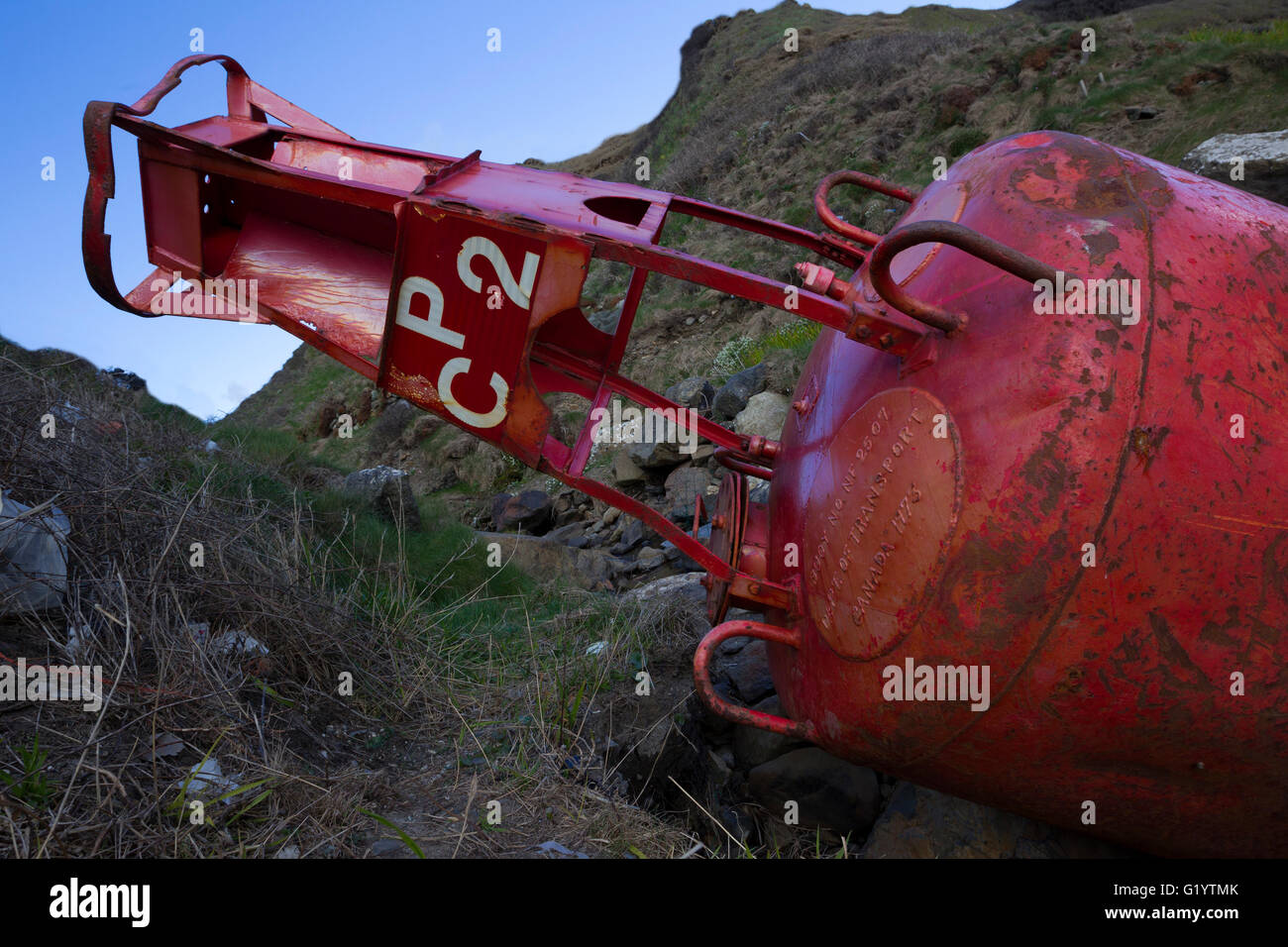 Verkehrsministeriums Boje keine NF2507 Kanada, an einem Strand in Wales Stockfoto