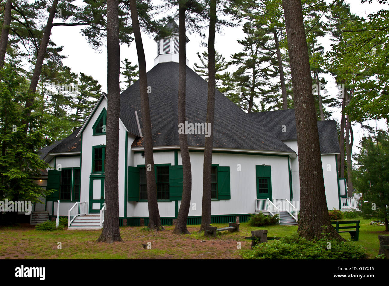 Old Orchard Beach, Ocean Park, neunzehnten Jahrhunderts Chautauqua religiöse Erweckung Zentrum. Der Tempel, errichtet 1881. Stockfoto