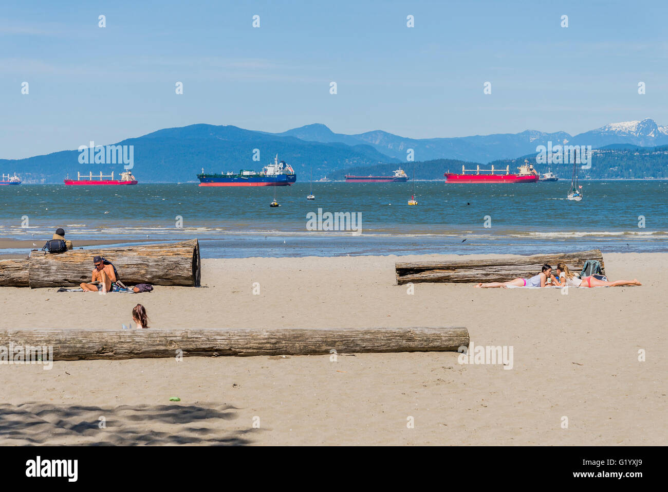 Kitsilano Beach, English Bay, Vancouver, Britisch-Kolumbien, Kanada Stockfoto