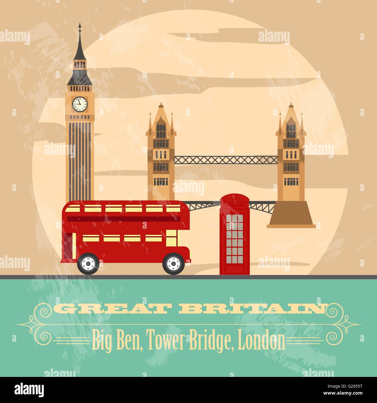 United Kingdom of Great Britain Wahrzeichen. Retro-Stil Bild. Vektor-illustration Stock Vektor