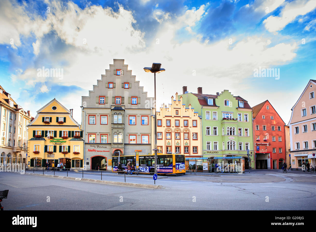 REGENSBURG, Bayern, Deutschland - Juli 2015: Straßen von Regensburg Stockfoto