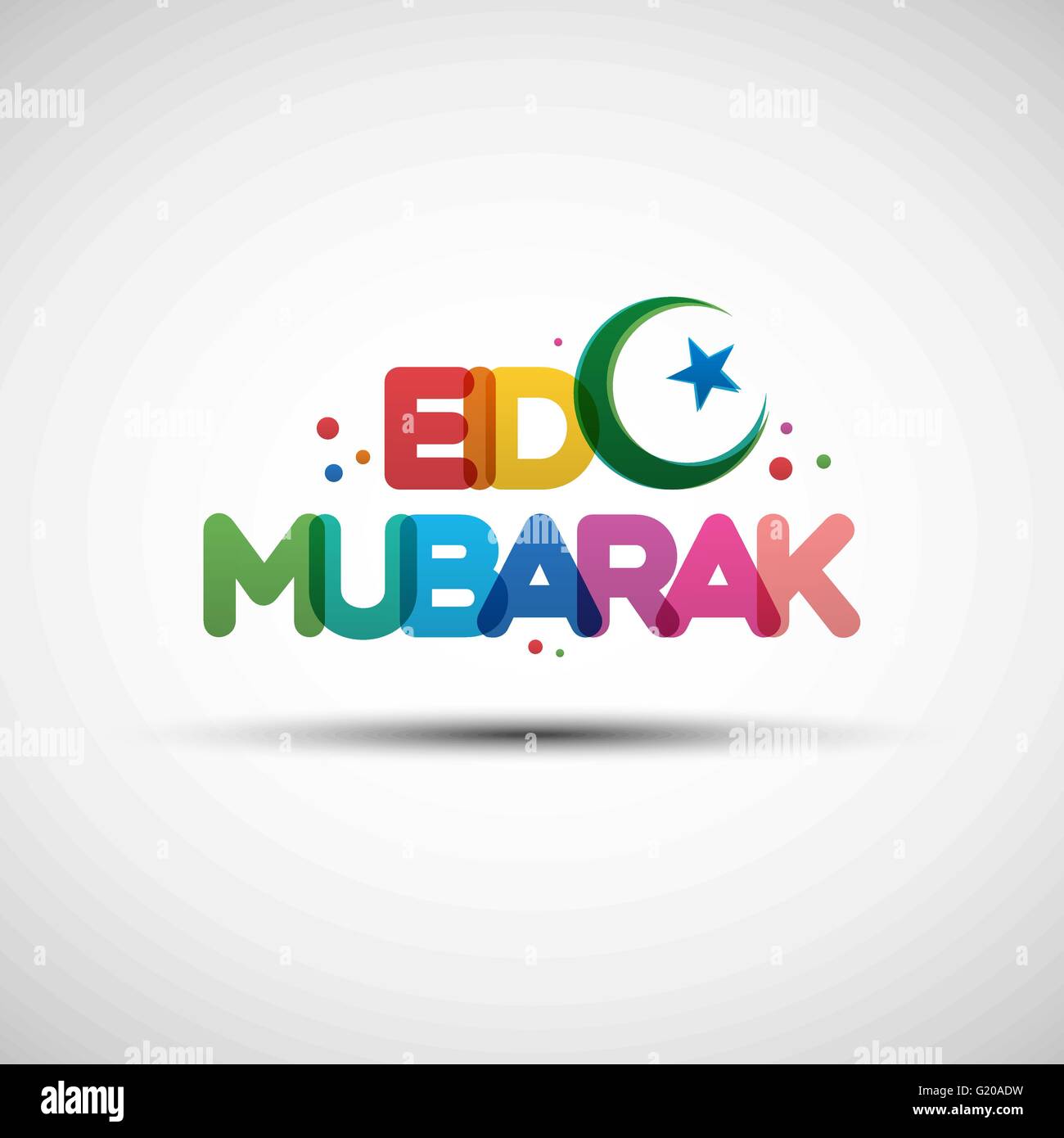 Vektor-Illustration von Eid Mubarak. Grußkarte Design mit kreativen bunten transparenten Text für Fastenmonats Ramadan Stock Vektor