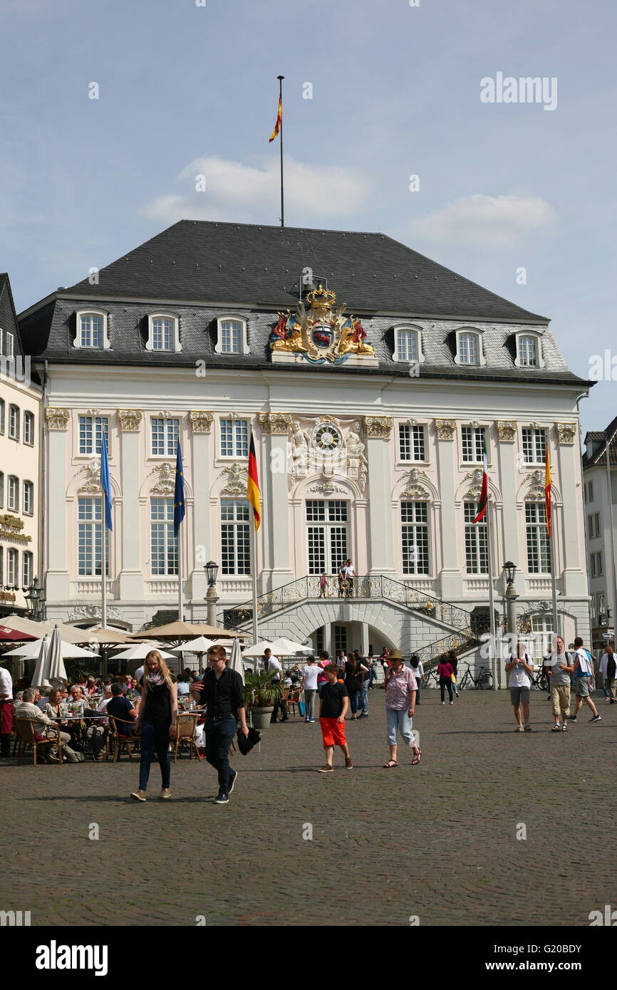 das alte Rathaus und den Marktplatz in Bonn, Deutschland Stockfoto