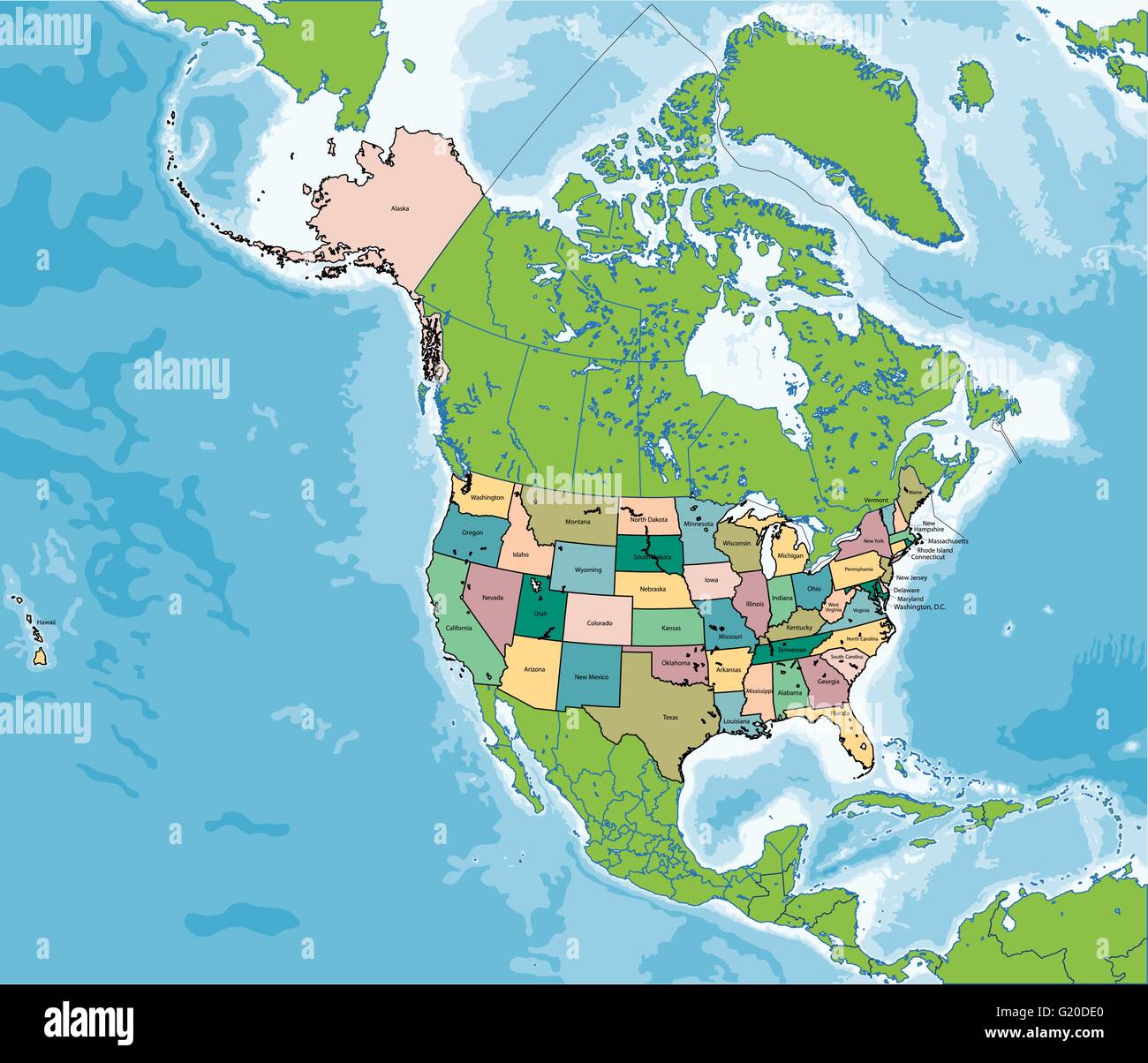 Die Vereinigten Staaten von Amerika-Karte Stock Vektor
