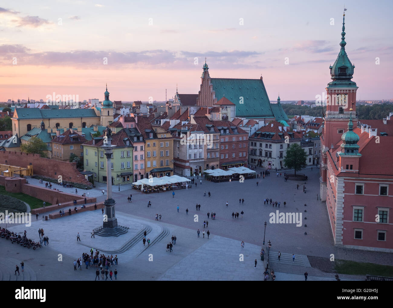 Sonnenuntergang über der Altstadt in Warschau, Polen Stockfoto