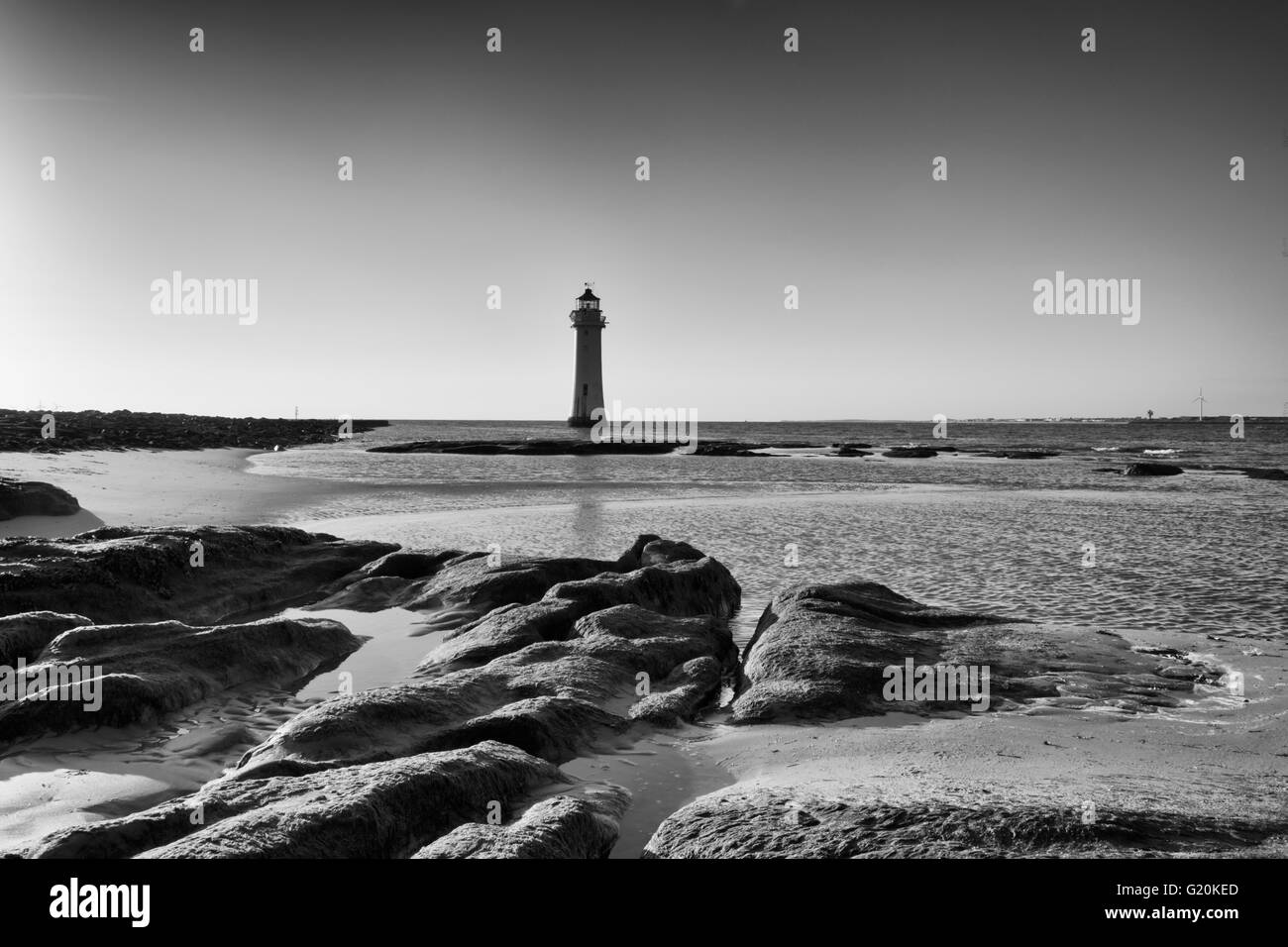 New Brighton und Barsch Rock Leuchtturm Sonnenuntergang Stockfoto