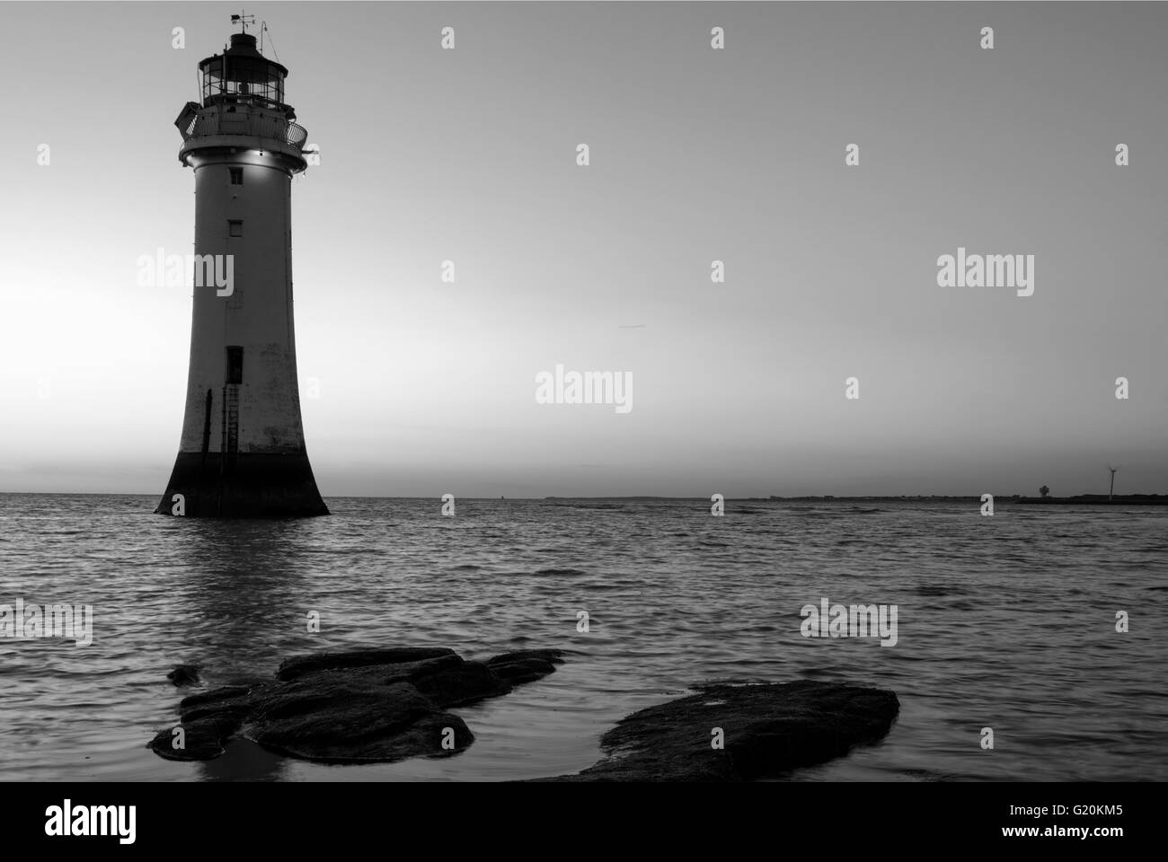 New Brighton und Barsch Rock Leuchtturm Sonnenuntergang Stockfoto
