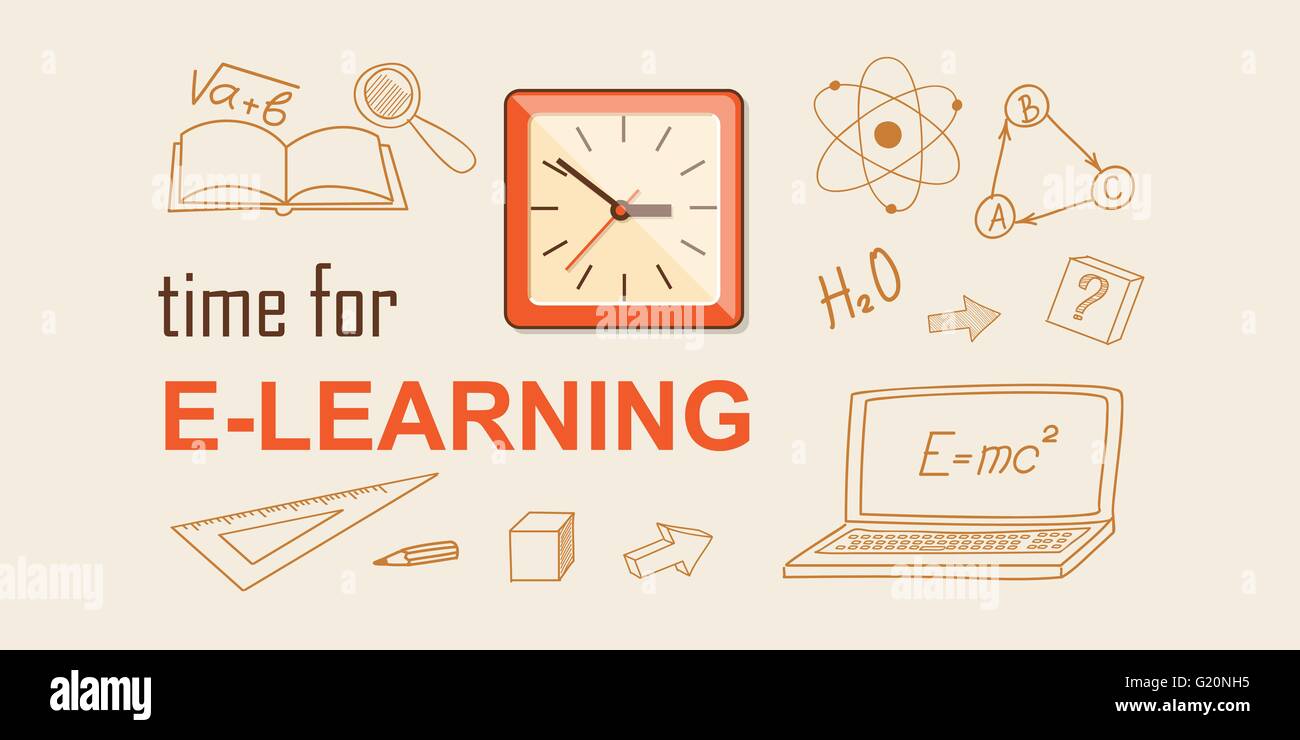 Flaches Design moderne Vektor Illustration Konzept der Hochschule, Universität, Online-Bildung, e-Learning, Business Studing, Stock Vektor