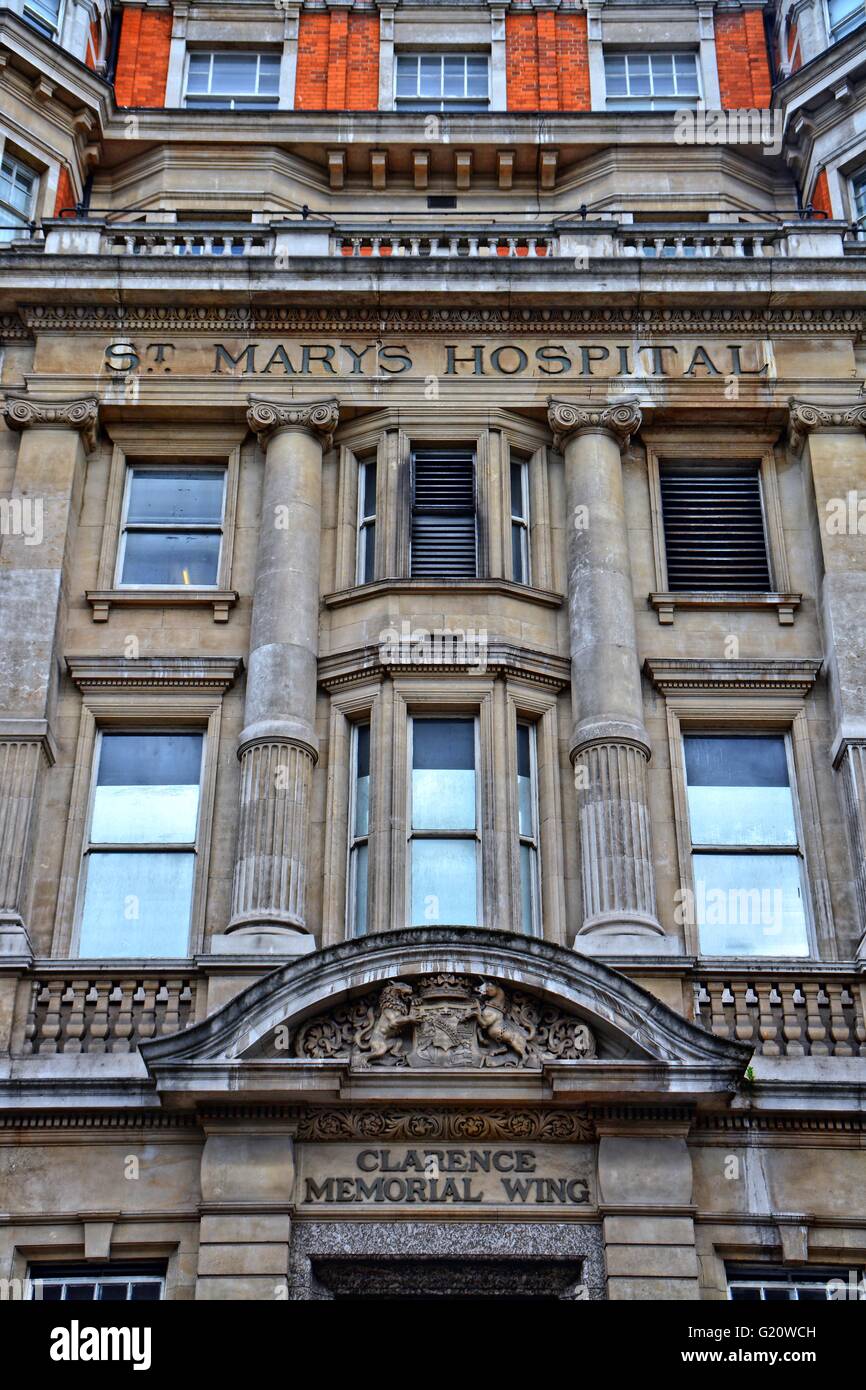 St Marys Hospital in London, Vorderansicht. Str. Marys Krankenhaus ist die große Akutkrankenhaus für Nord-West-London. Stockfoto