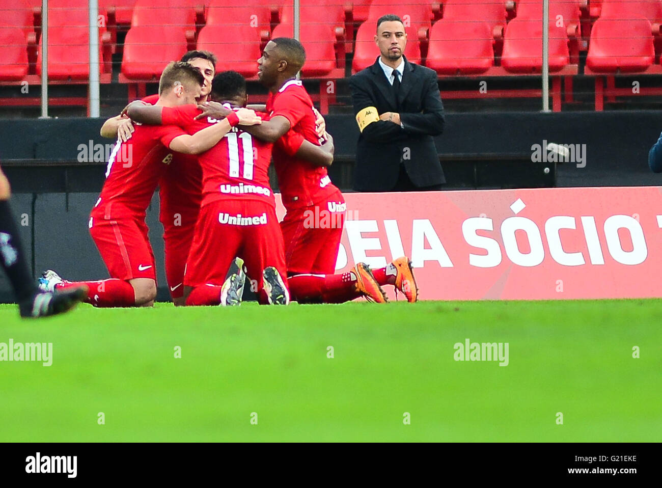 SAO PAULO, Brasilien - 22.05.2016: SAO PAULO X International International Sasha feiert Tor während des Spiels zwischen S? o Paulo Vs Internacional, die erste Runde der Meisterschaft 2016, statt an der Estadio Cicero Pompeu de Toledo, bekannt als Morumbi-Stadion in South Zone S? o Paulo. (Foto: Mauricio Rummens / FotoArena) Stockfoto