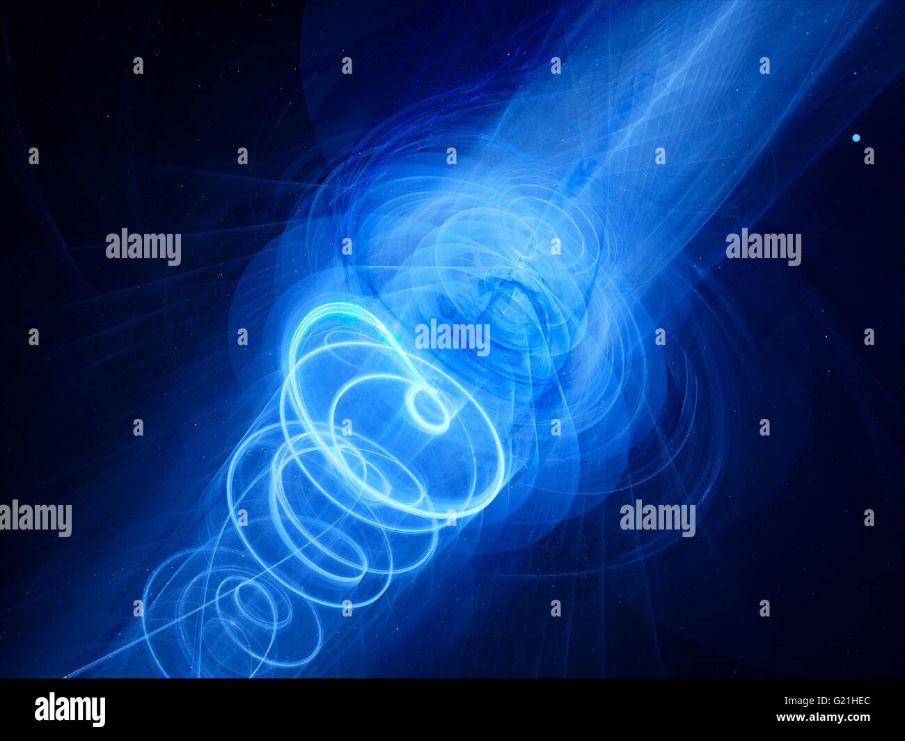 Neue leuchtenden blauen Plasma-Waffe im Raum, Computer generierte abstrakten Hintergrund Stockfoto
