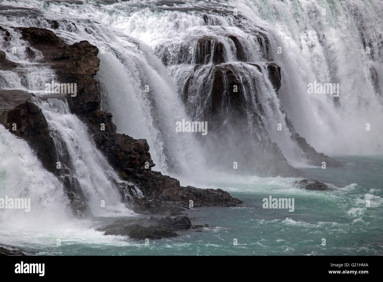 Wasserfall Gullfoss, Detail, Touristenattraktionen, Golden Circle Route, Island Stockfoto