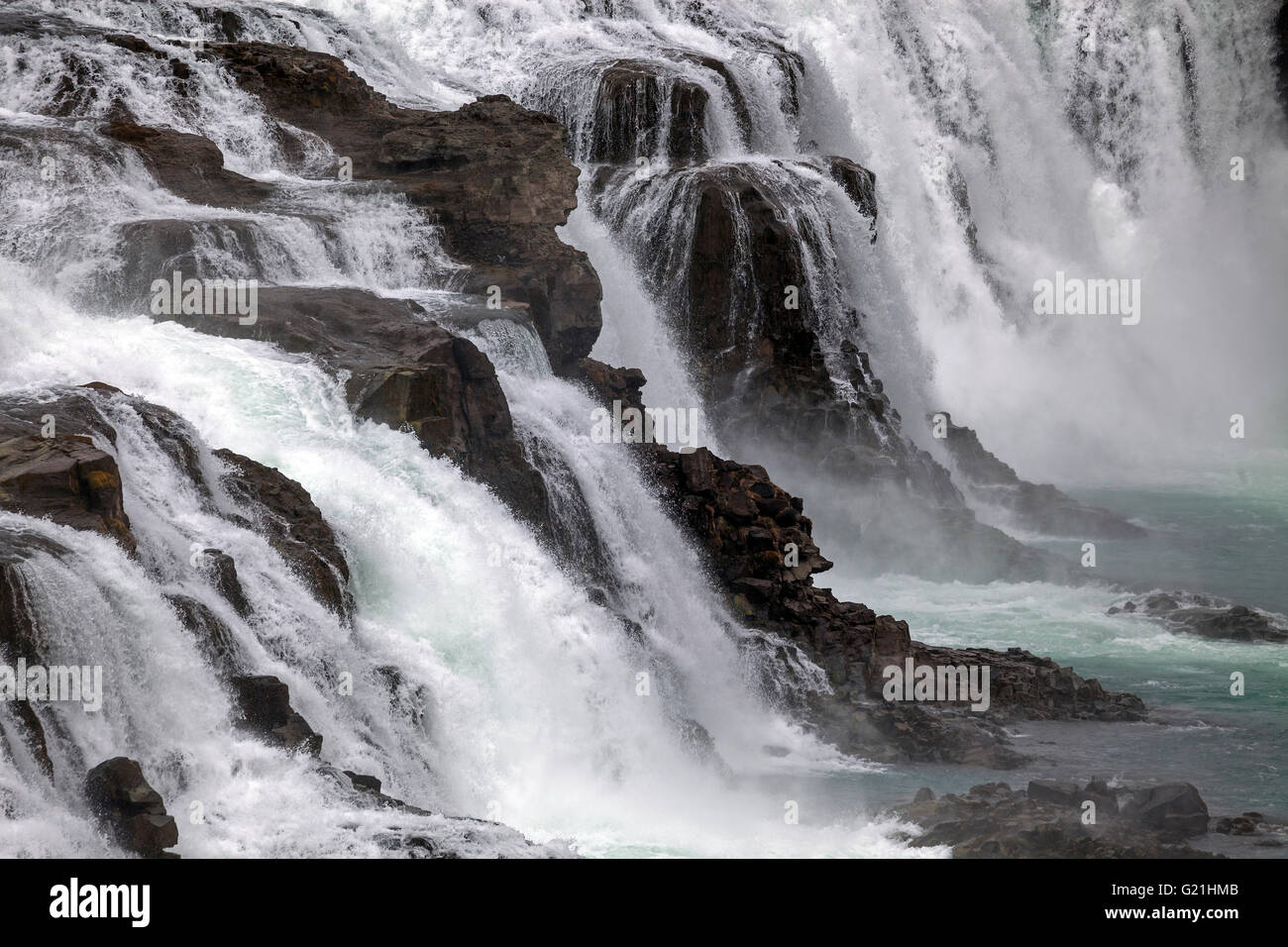 Wasserfall Gullfoss, Detail, Touristenattraktionen, Golden Circle Route, Island Stockfoto