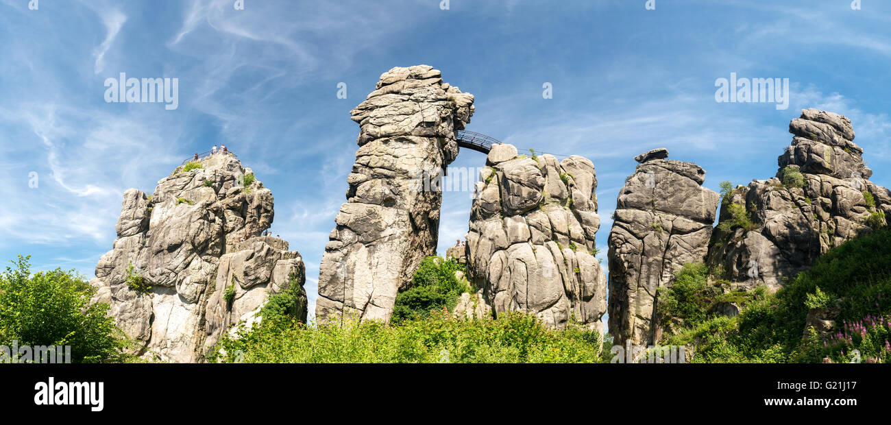 Externsteine, Felsformationen, Teutoburger Wald, Nordrhein-Westfalen, Deutschland Stockfoto