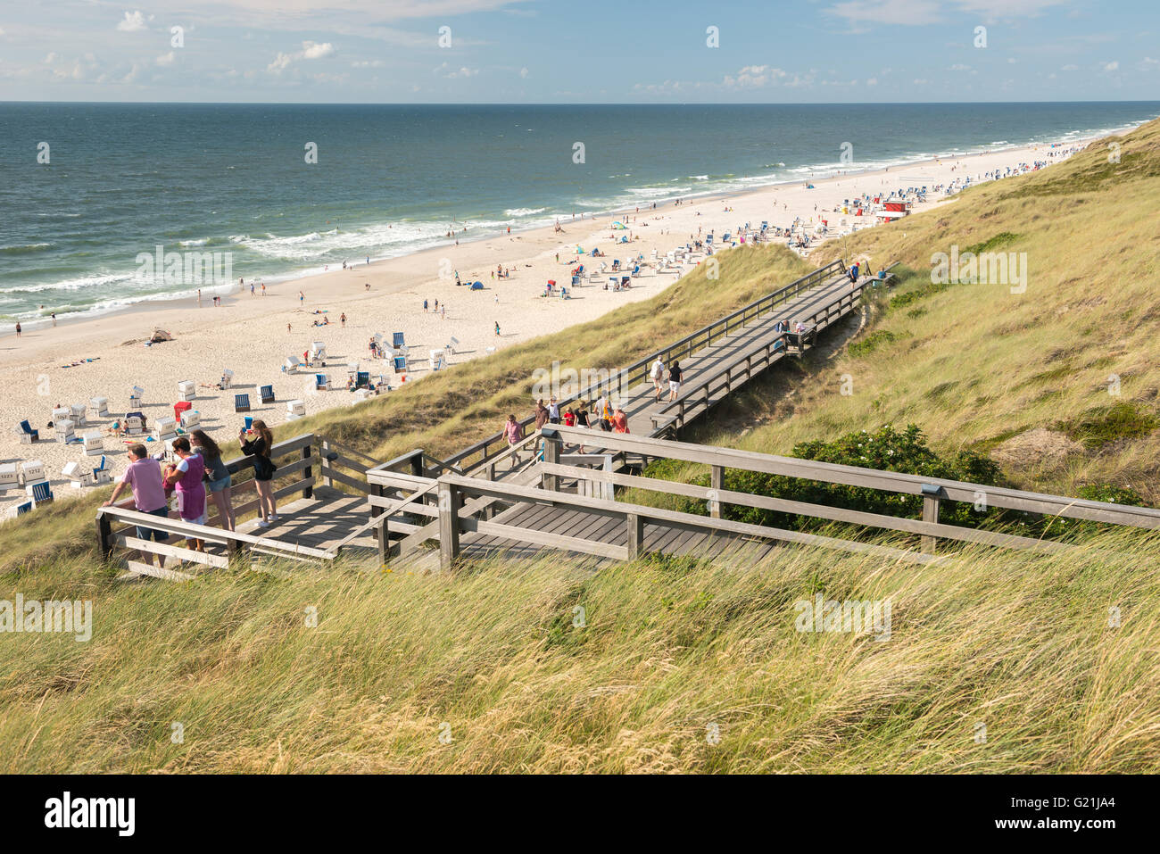 Strand an der Küste zwischen Westerland und Kampen, Sylt, Schleswig-Holstein, Deutschland Stockfoto