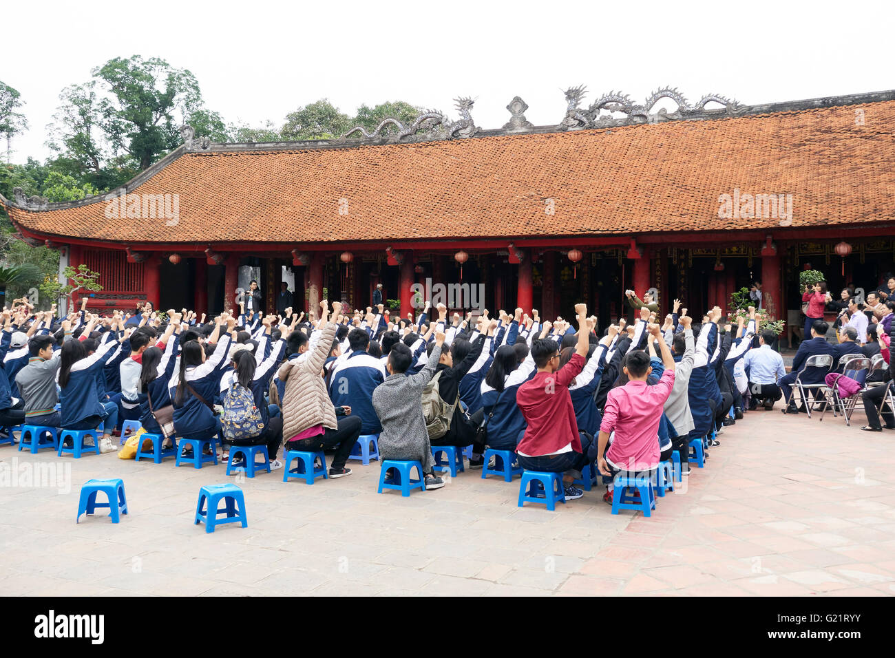 Konfuzius Tempel der Literatur Studenten Abschlussfeier, Hanoi, Vietnam Stockfoto