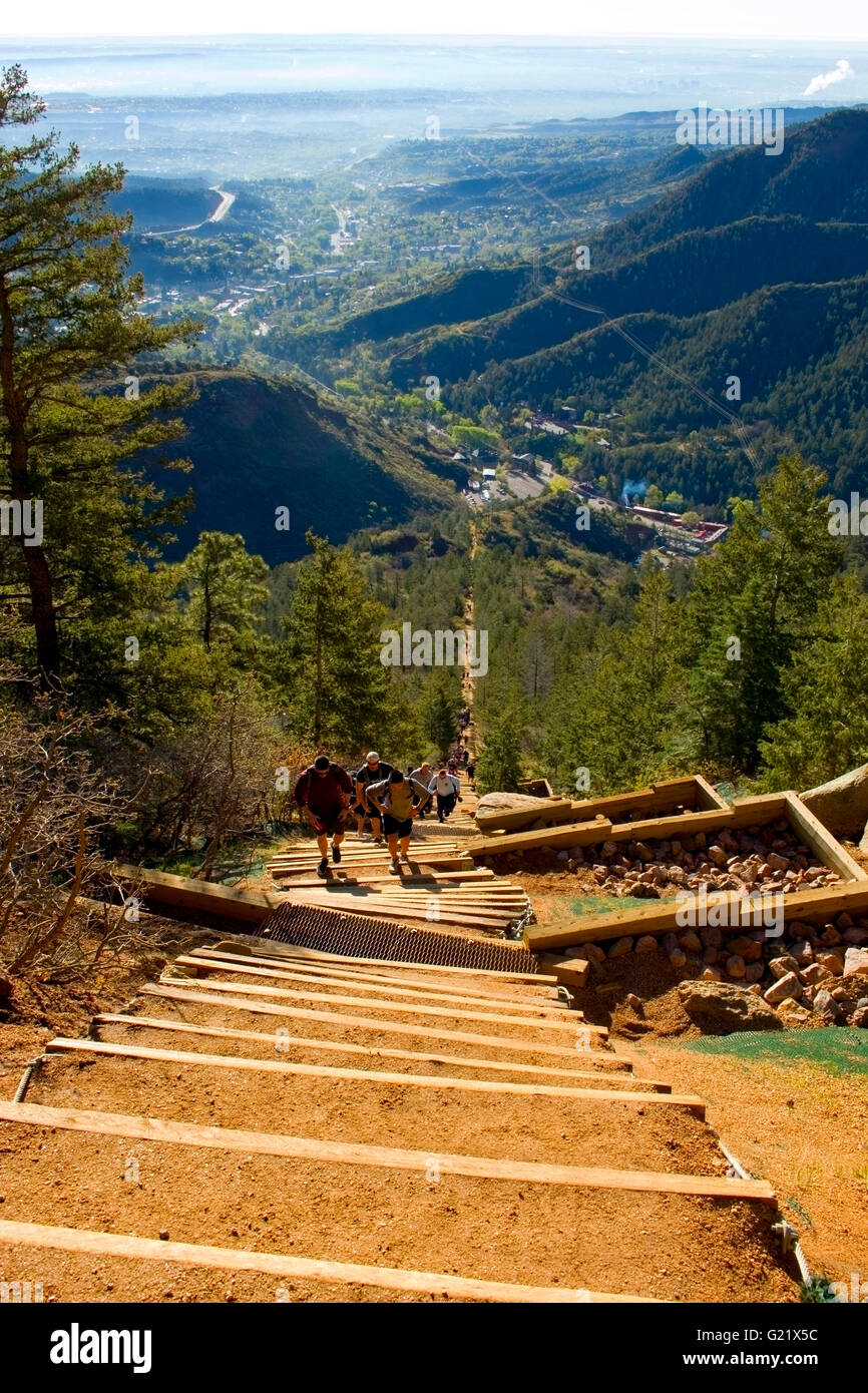 Wanderer auf die Manitou-Steigung Stockfoto