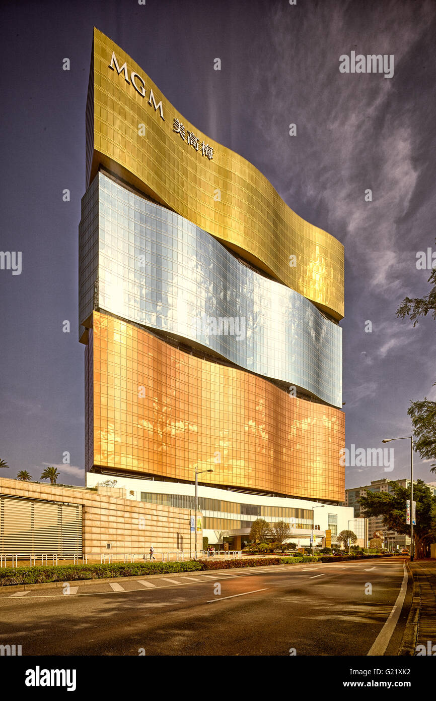 Fassade Detail von der MGM Macau in Macau am 23. November 2013. Stockfoto