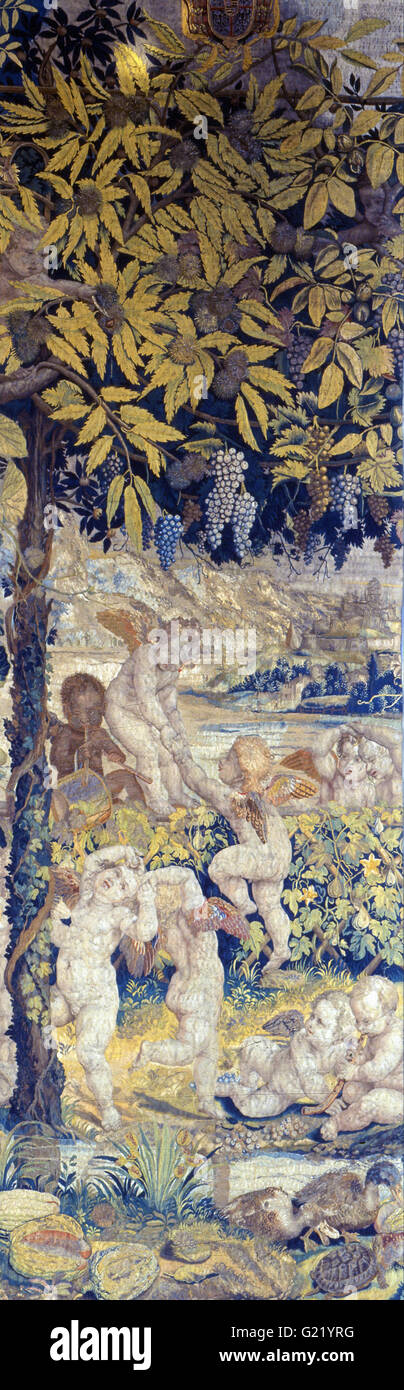 Design von Giulio Romano - Tapete mit spielen Putti - Museo Poldi Pezzoli Stockfoto