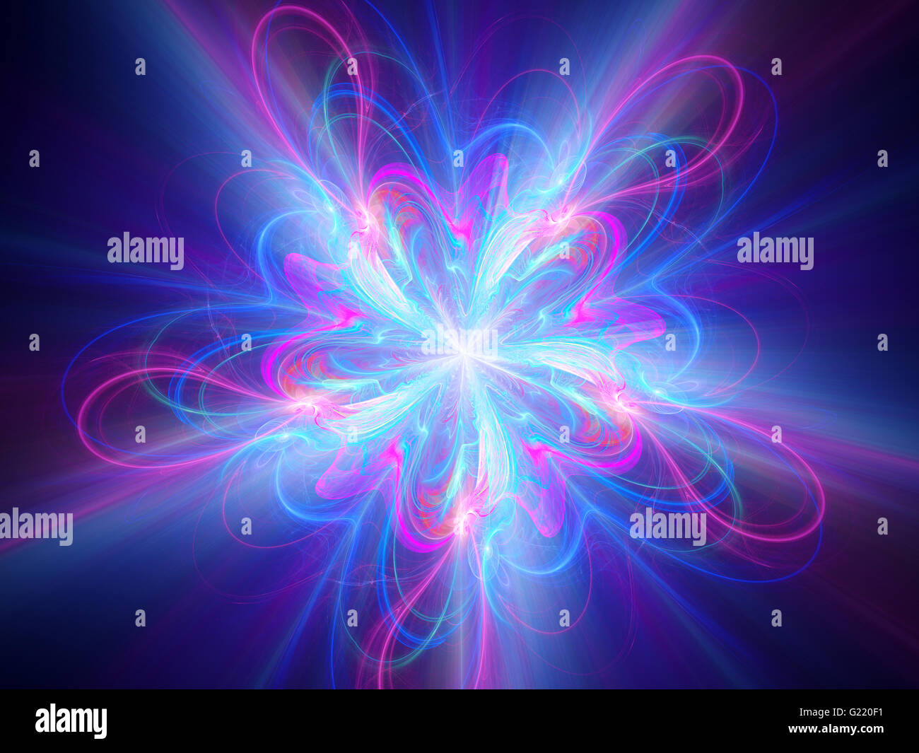 Magischen blauen Mandala-Energie, Chakra, computergenerierten abstrakten Hintergrund Stockfoto