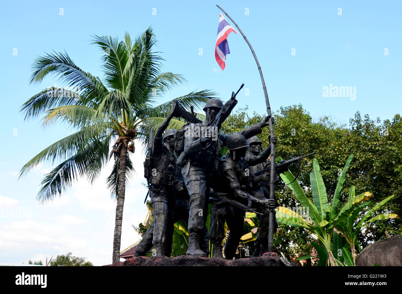 Militärisches Denkmal Thailändisch-laotischen Grenze Krieg oder Rom Klao Wars am Wat Phra, dass Suthon Mongkons Khiri in Phrae, Thailand Stockfoto