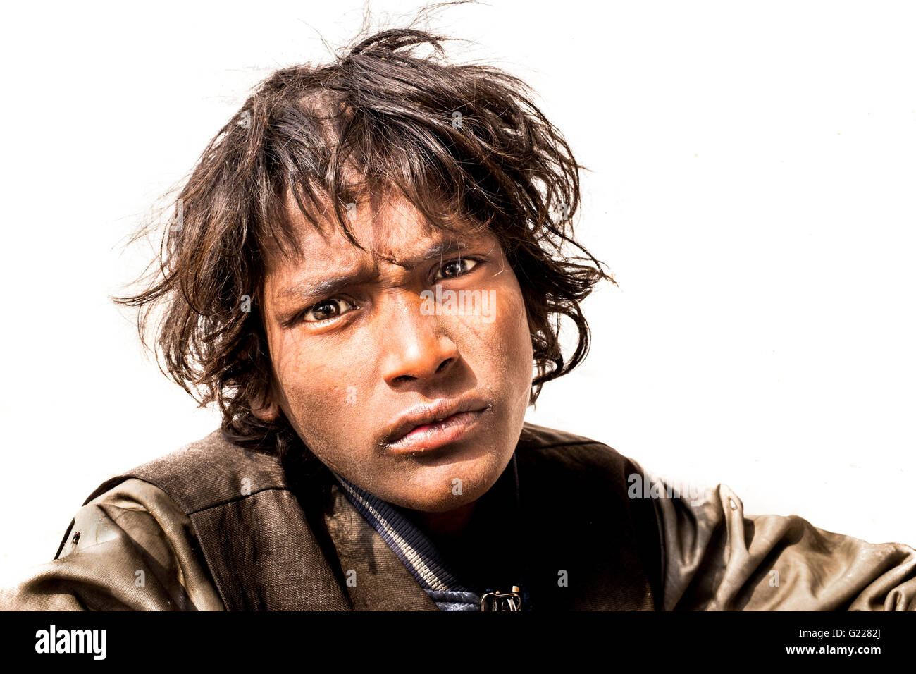 Junge Obdachlose in Delhi, Indien. Stockfoto