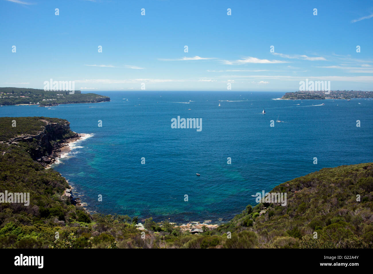 Hierhin nach Sydney Harbour, die Köpfe mit Nord und Süd Köpfe von Dobroyd Head Sydney NSW Australia Stockfoto