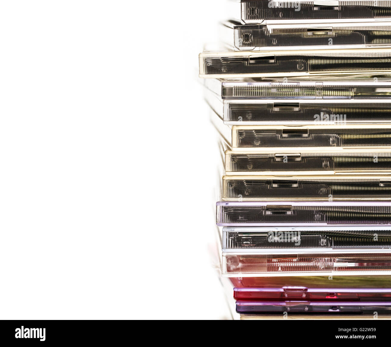 Stapel von CDs als Hintergrund closeup Stockfoto