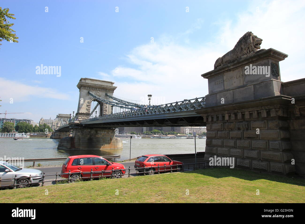 Kettenbrücke, Schlossberg, Budapest, Ungarn Stockfoto