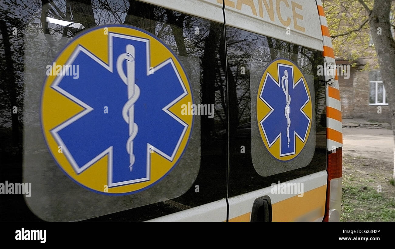 Ambulanz medizinische Einsatzfahrzeug. Stockfoto