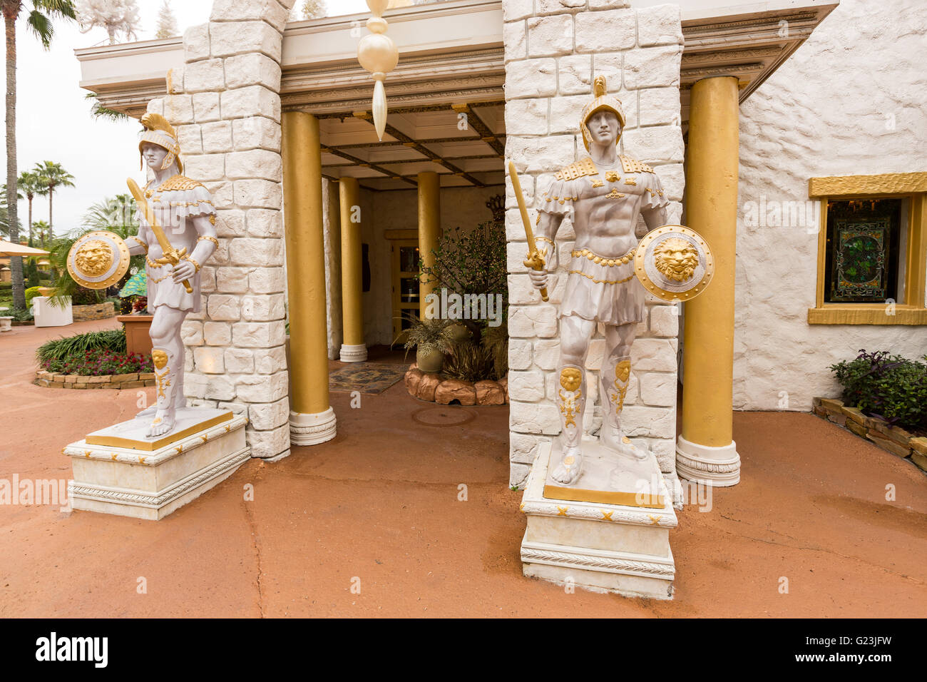 Statuen von römischen Soldaten in das Heilige Land-Erfahrung christlichen Themenpark in Orlando, Florida. Stockfoto