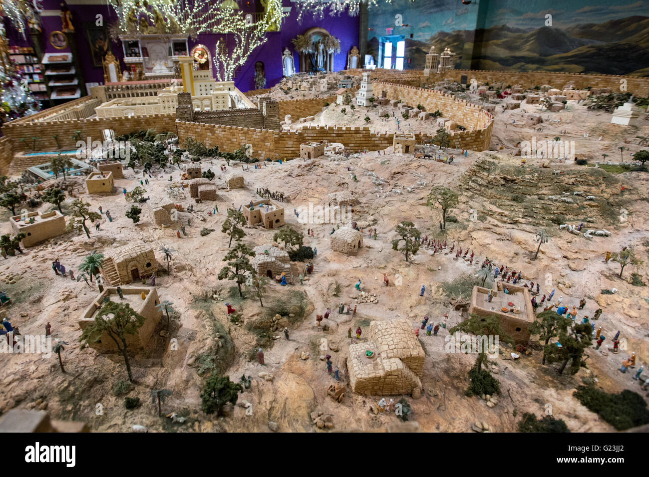 Die Jerusalem-Modell A.D. 66 Miniaturmodell von Jerusalem im alten Judäa im Heiligen Land Erfahrung christlichen Themenpark in Orlando, Florida. Stockfoto