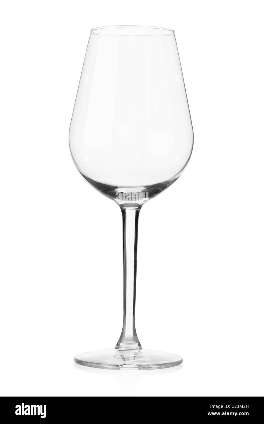 Leere Glas Wein isoliert auf weiss, Schneidepfad Stockfoto