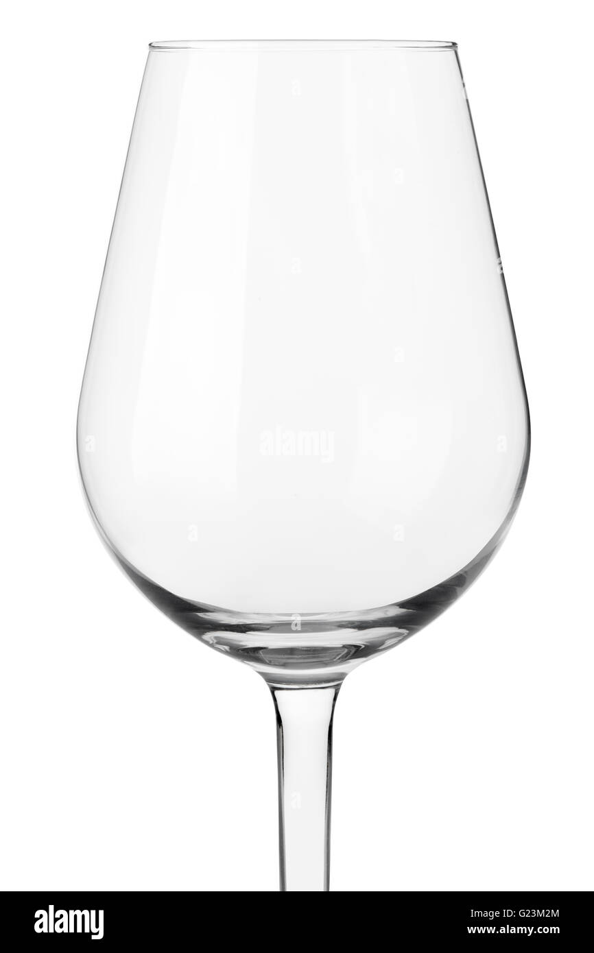 Leere Glas Wein hautnah isoliert auf weißem, Clipping-Pfad Stockfoto