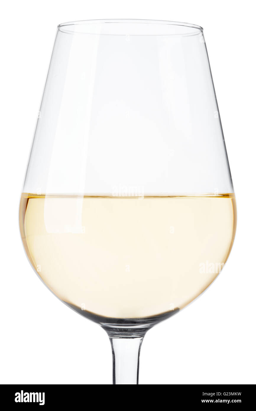 Weißweinglas hautnah auf weiße, Clipping-Pfad Stockfoto