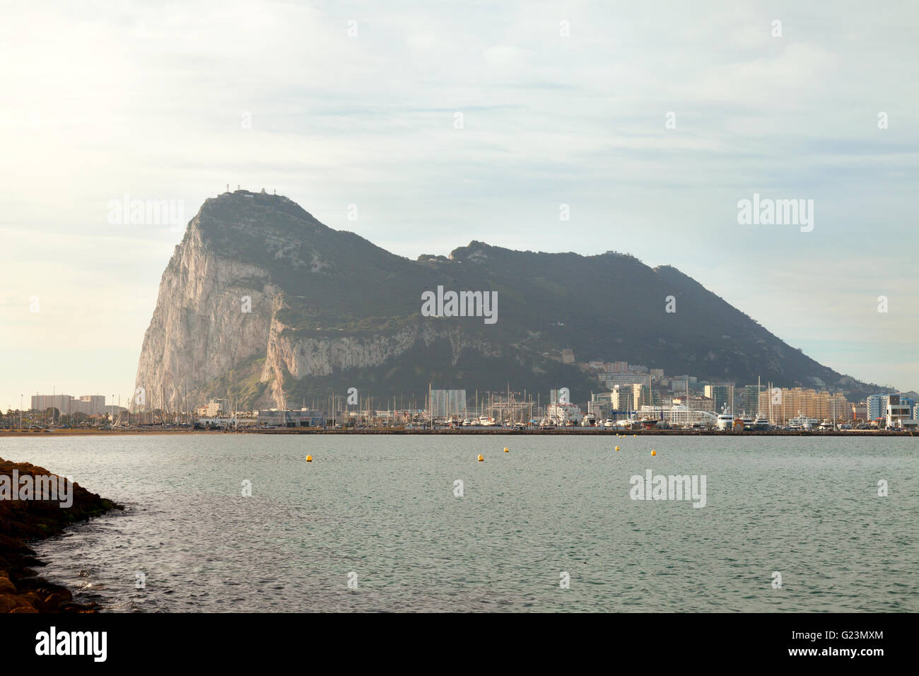 Der Felsen von Gibraltar gesehen im Morgenlicht, Gibraltar, Europa Stockfoto