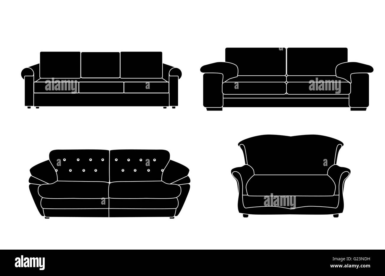 Sofa-Icon-Set Vektor-Illustration Stock Vektor