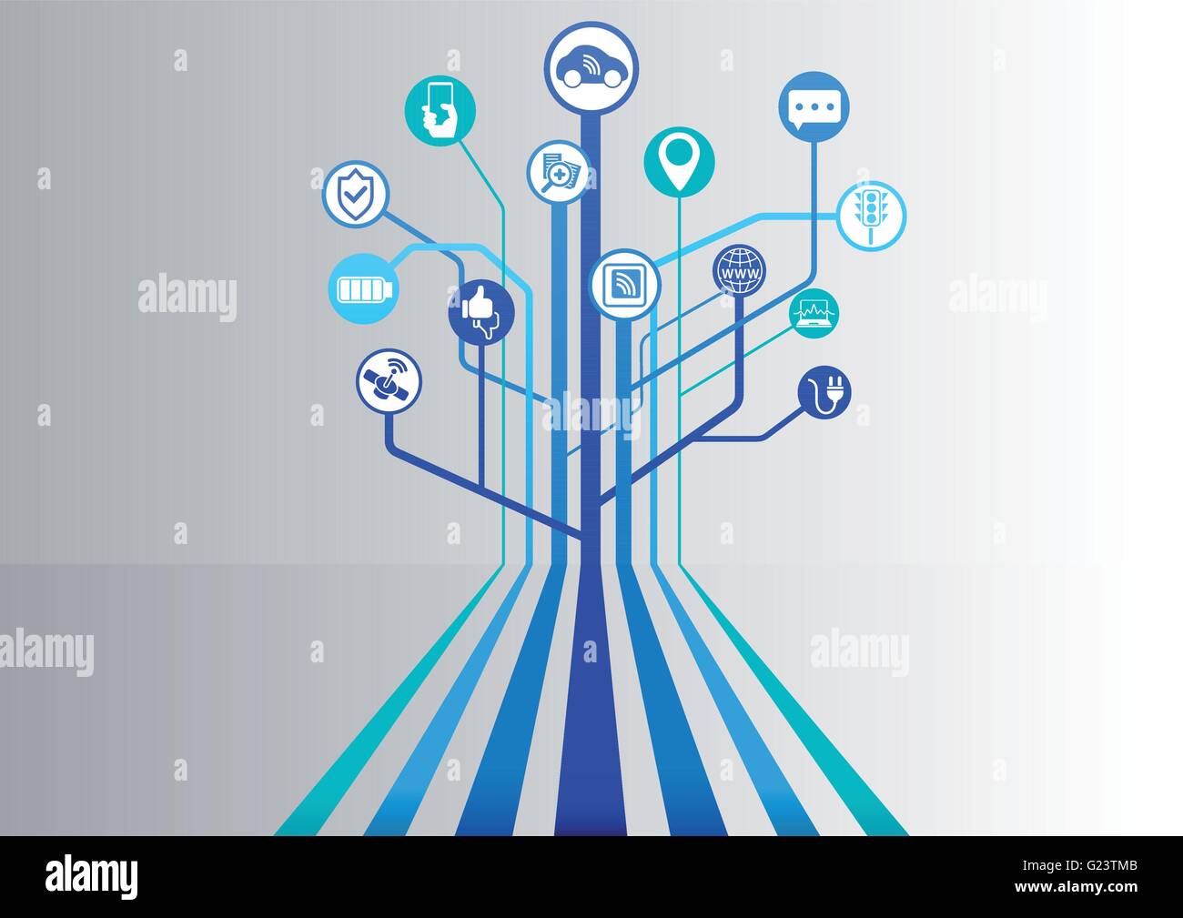 Selbstfahrende smart Auto Infografik als Vektor-illustration Stock Vektor