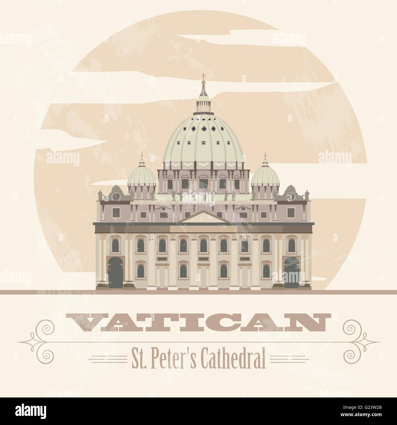 Vatikan Sehenswürdigkeiten. Retro-Stil Bild. Vektor-illustration Stock Vektor