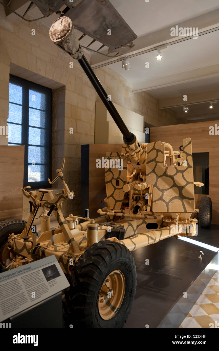 Ein zweiter Weltkrieg Flak auf das Kriegsmuseum in Fort St. Elmo in Valletta. Stockfoto