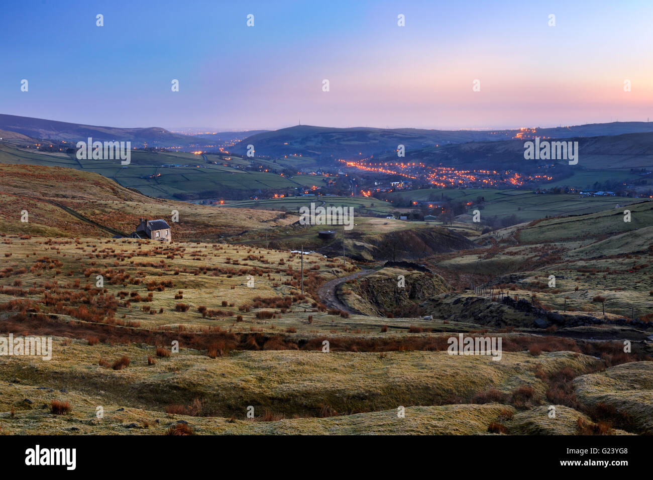 Sanfte Hügel und Täler des Peak District, England. Stockfoto